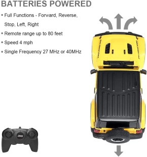 MASINA CU TELECOMANDA JEEP WRANGLER RUBICON GALBEN CU SCARA 1 LA 24 - Img 7