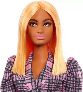 PAPUSA BARBIE FASHIONISTA CU ROCHIE TIP BLAZER ROZ IN CAROURI - Img 4