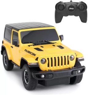 MASINA CU TELECOMANDA JEEP WRANGLER RUBICON GALBEN CU SCARA 1 LA 24