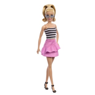 PAPUSA BARBIE FASHIONISTA BLONDA CU PARUL PRIN IN COADA SI FUSTA ROZ - Img 5