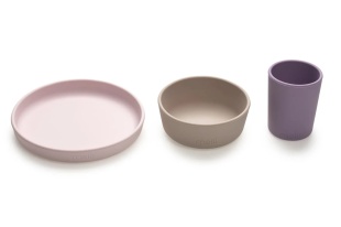 SET 3 RECIPIENTE SILICON HRANA BEBE, MELII, PURPLE&PINK&GREY - Img 4