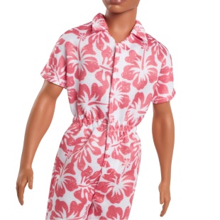 BARBIE PAPUSA BAIAT FASHIONISTAS IN SALOPETA STIL HAWAIAN SI SANDALE VERZI - Img 5