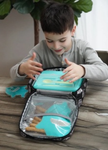 CUTIE PRANZ BENTO 2 NIVELE CU TACAMURI MELII BLUE MINT LIME - Img 3