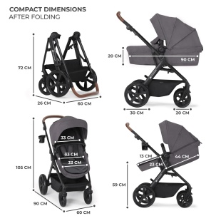 KINDERKRAFT MULTIFUNCTIONAL STROLLER A TOUR 3IN1 MINK PRO DARK GREY - Img 6