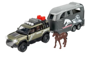 MAJORETTE LAND ROVER CU REMORCA PENTRU CAI - Img 2