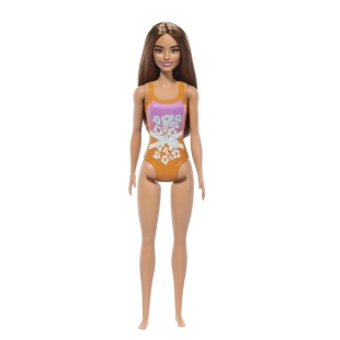 PAPUSA BARBIE BRUNETA CU COSTUM DE BAIE INFLORAT - Img 2