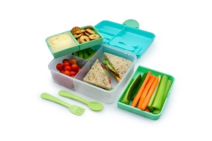 CUTIE PRANZ BENTO 2 NIVELE CU TACAMURI MELII BLUE MINT LIME - Img 5
