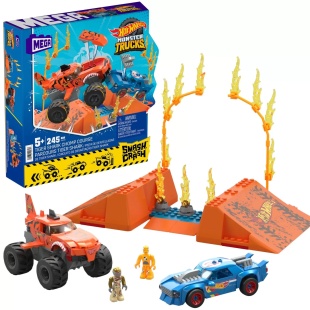 HOT WHEELS MONSTER TRUCK MEGA SET CONSTRUCTIE CURSA TIGER SHARK CHOMP - Img 8