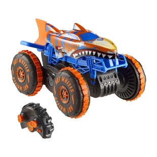 HOT WHEELS MONSTER TRUCK SHARKS VS DINOS MASINA CU TELECOMANDA TIGER SHARK CLIMBER - Img 2