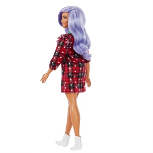 PAPUSA BARBIE FASHIONISTA CU PARUL MOV SI ROCHITA CU STELUTE - Img 4
