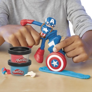 PLAY-DOH MARVEL FIGURINA FLEXIBILA CU ACCESORII CAPTAIN AMERICA 10CM - Img 3