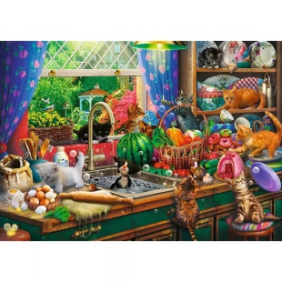 PUZZLE TREFL 1000 PREMIUM PLUS TEA TIME PISICI NAZDRAVANE - Img 2