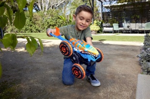 HOT WHEELS MONSTER TRUCK SHARKS VS DINOS MASINA CU TELECOMANDA TIGER SHARK CLIMBER - Img 5