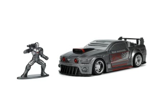 JADA MARVEL MASINUTA METALICA FORD MUSTANG SCARA 1:32 SI FIGURINA METALICA WAR MACHINE - Img 4
