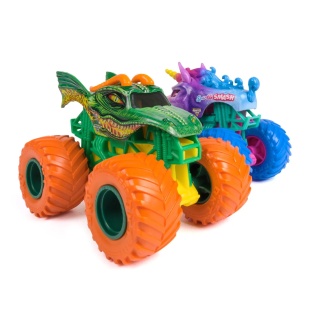 MONSTER JAM SET 2 MASINUTE METALICE DRAGON SI SPARKLE SMASH SCARA 1 LA 64 - Img 3