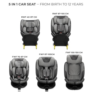 SCAUN AUTO KINDERKRAFT I-FIX, I-SIZE 40-150 CM, COOL GREY - Img 4