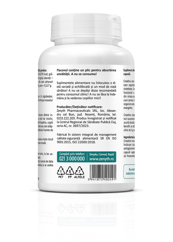 Creatine, 1000 mg, 60 capsule, Zenyth - 1 | YEO