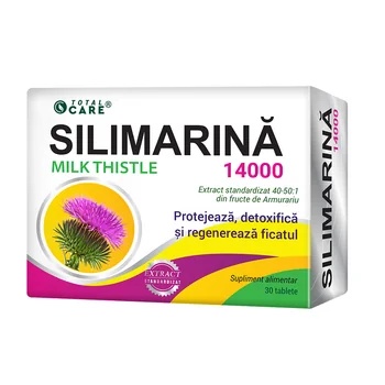 Silimarina 14000, protejeaza, detoxifica si regenereaza ficatul, Total Care, 30cp, CosmoPharm