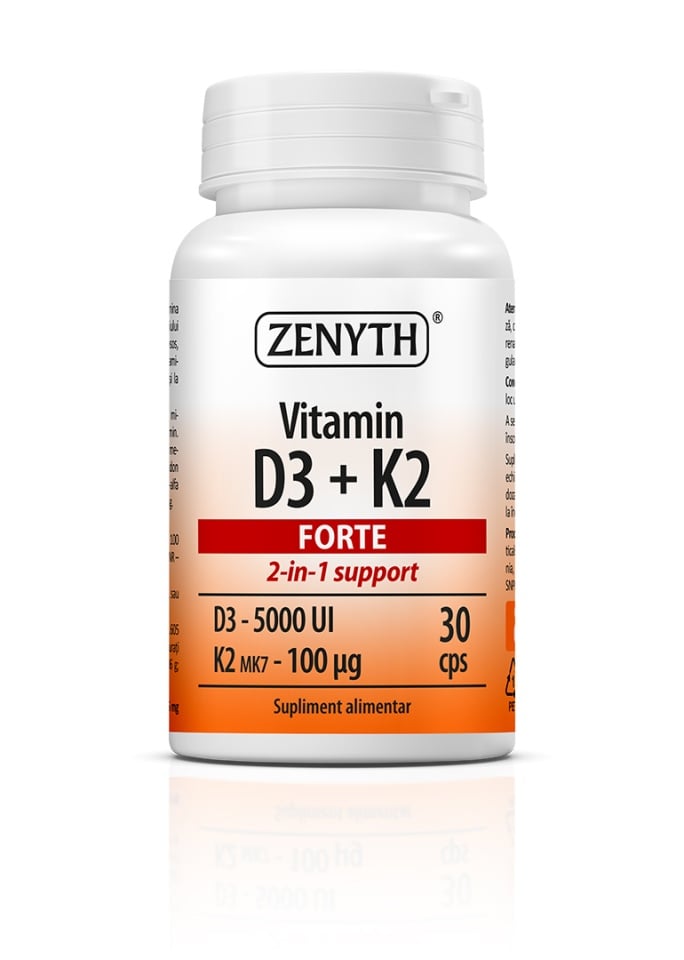 Vitamina D3 + K2 Forte, 30 capsule, Zenyth