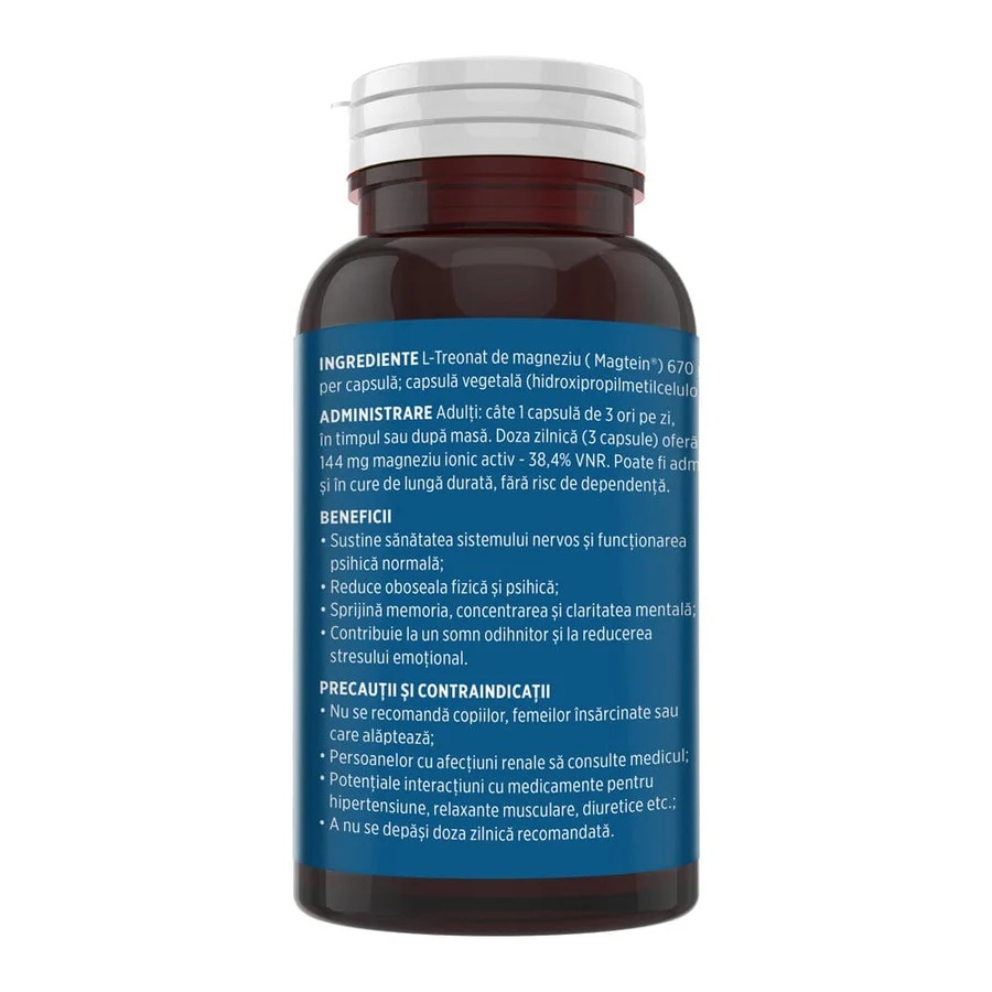 Magneziu L-Treonat Magtein® – Formulă complexă de magneziu antistres și oboseală. Flacon 90 capsule, Faunus Plant - Faunus Plant - imagine 3