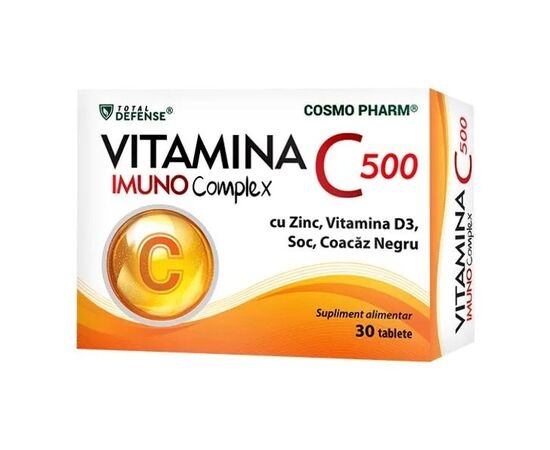 Vitamina C 500 Imuno Complex cu Zinc, Soc, Coacaz Negru si Vitamina D3 30 tablete