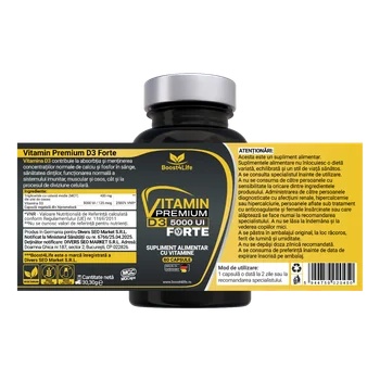 Vitamina D3 Premium Forte, 5000 UI, 60 capsule moi, Boost4Life - ZENYTH - imagine 2