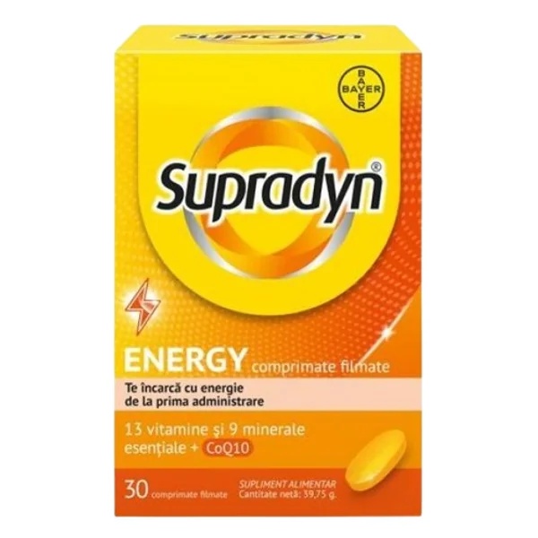 Multivitamine si minerale Supradyn Energy cu Coenzima Q10, 30 comprimate filmate, Bayer