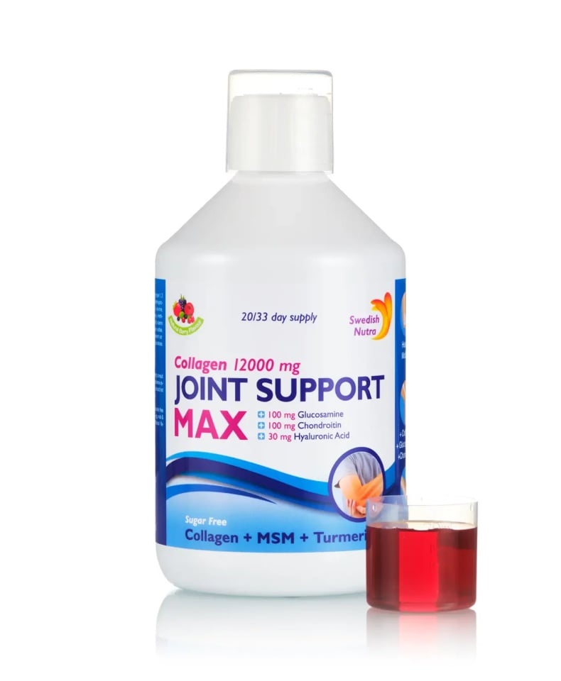 Joint Support Max – Colagen Lichid Hidrolizat de Tip 1, 2 si 3 cu 12.000 mg + Acid Hialuronic + Glucozamina + Condroitina + MSM + Turmeric + Seleniu + Vitamina C si D3 – 500ml