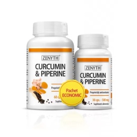 Pachet Curcumin si Piperine, 60 + 30 capsule, Zenyth
