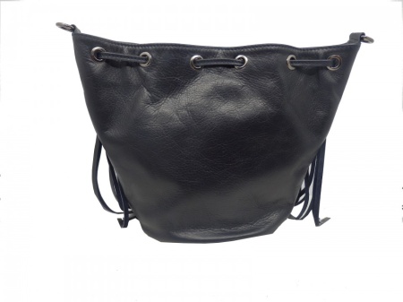 Geanta bleumarin tip bucket din piele naturala Rosello - Img 2