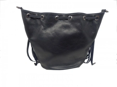 Geanta bleumarin tip bucket din piele naturala Rosello - Img 2