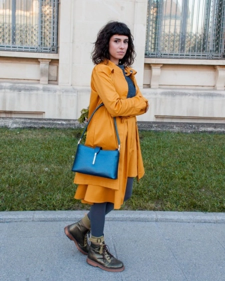 Poseta din piele naturala gri Milano - Img 5
