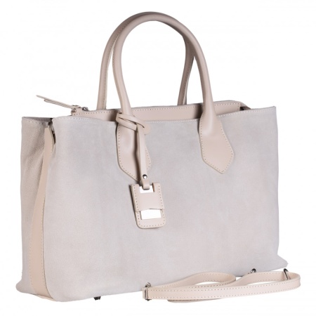 Geanta beige din piele intoarsa, FLORENCE - Img 2