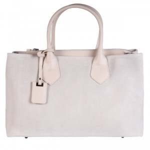 Geanta beige din piele intoarsa, FLORENCE