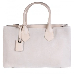 Geanta beige din piele intoarsa, FLORENCE