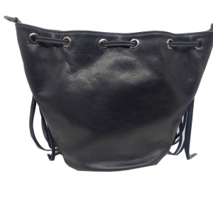 Geanta bleumarin tip bucket din piele naturala Rosello - Img 2