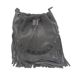 Geanta gri tip bucket din piele naturala Rosello - Img 6