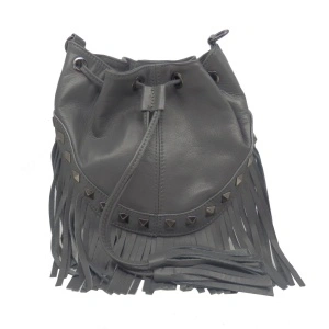Geanta gri tip bucket din piele naturala Rosello - Img 6
