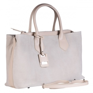 Geanta beige din piele intoarsa, FLORENCE - Img 2