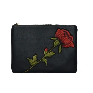 Plic negru broderie trandafir Campobasso