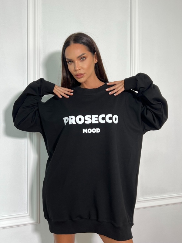 Hanorac PROSECCO MOOD tip oversize negru