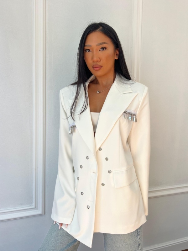 Sacou tip oversize cu accesorii VENERA ivoire - Img 1