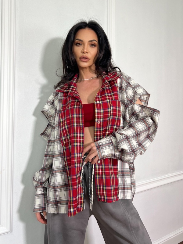 Cămașă în carouri tip oversize KELLY multicolor