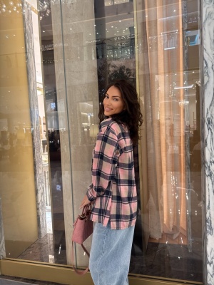 Cămașă casual CRISSIE, cu mâneci lungi, tip oversized roz - Img 2