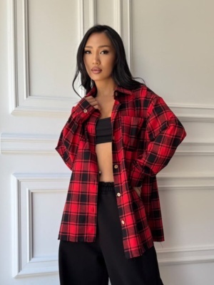 Cămașă CLEO în carouri, cu croială oversized și design modern