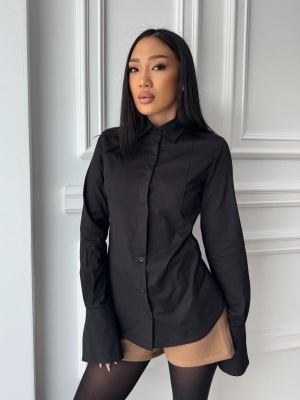 Cămașă DOLCE, off-black, feminină, elegantă și ușor cambrată