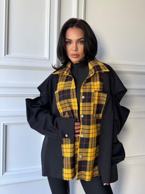 Cămașă oversized GISELA, un mix de materiale și texturi, design neconvențional