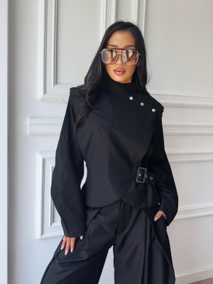Compleu BLACK MUSE, cu jachetă cu cordon și pantaloni largi - Img 2