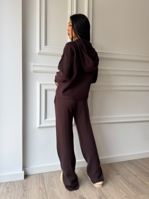 Compleu GIULIA din două piese, burgundy, cu hanorac cu fermoar și pantaloni lungi - Img 2
