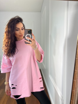 Ripped baby pink tshirt